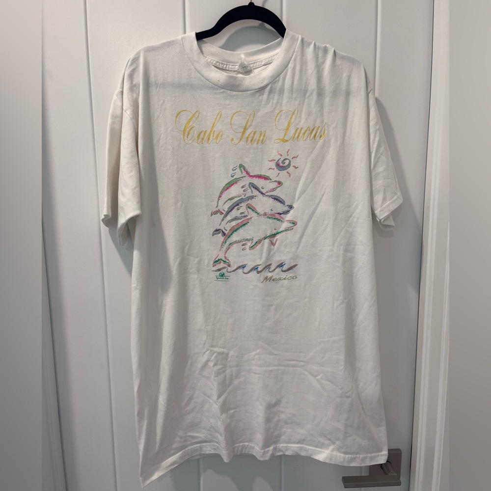 Vintage White Cabo San Lucas Dolphin T-Shirt